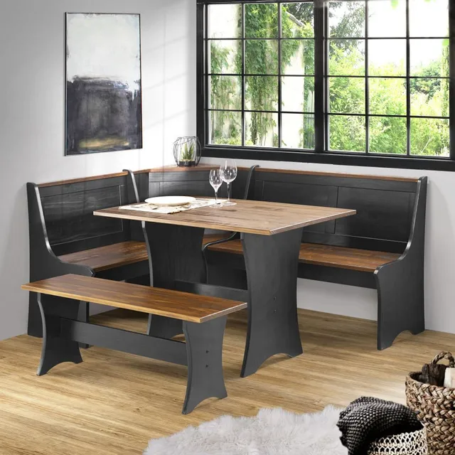 The Linon Parkside collection 5-piece black breakfast nook 