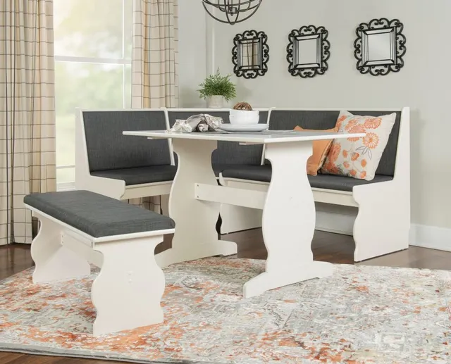 The Linon Sasha collection 5-piece breakfast nook with Boho décor 