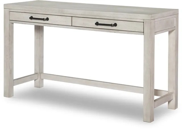 Stock photo of a white, wooden desk for kids with two drawers. 