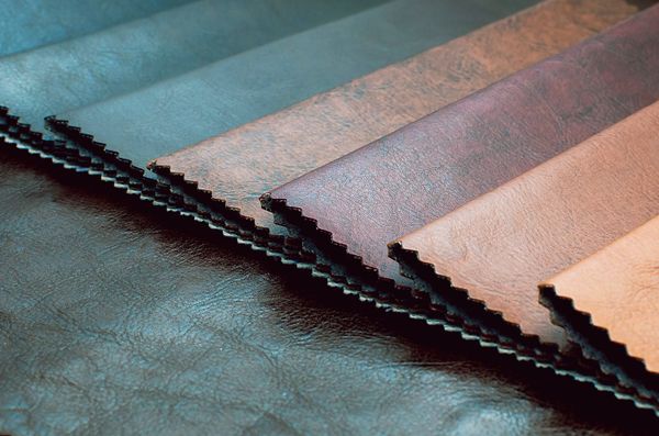 A close-up of leather upholstery samples 