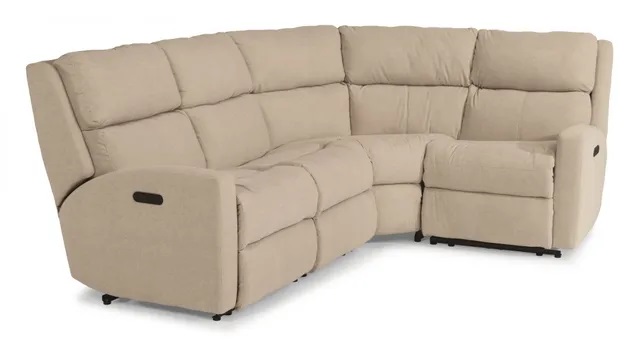 Stock photo of a white leather sectional sofa from Flexsteel. 