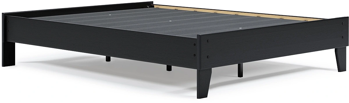 Front view of the Signature Design by Ashley Finch black bed frame 