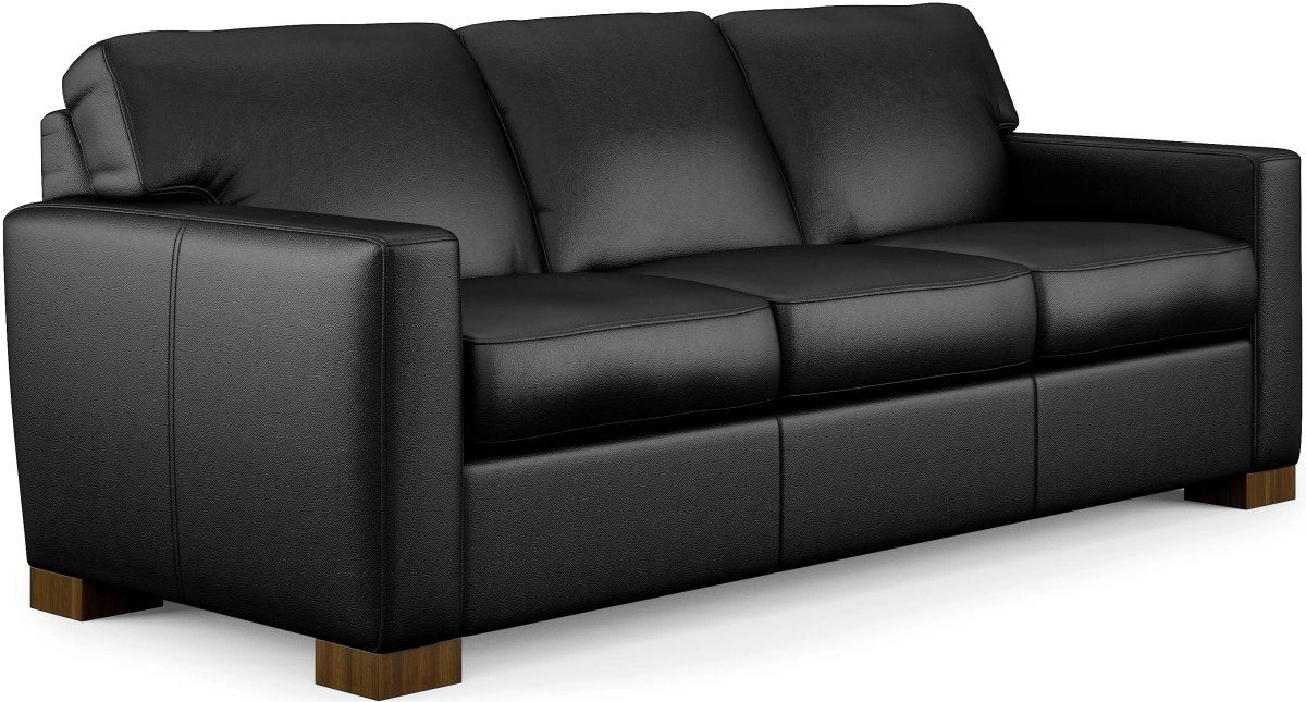 The Flexsteel Bryant collection black leather sofa 