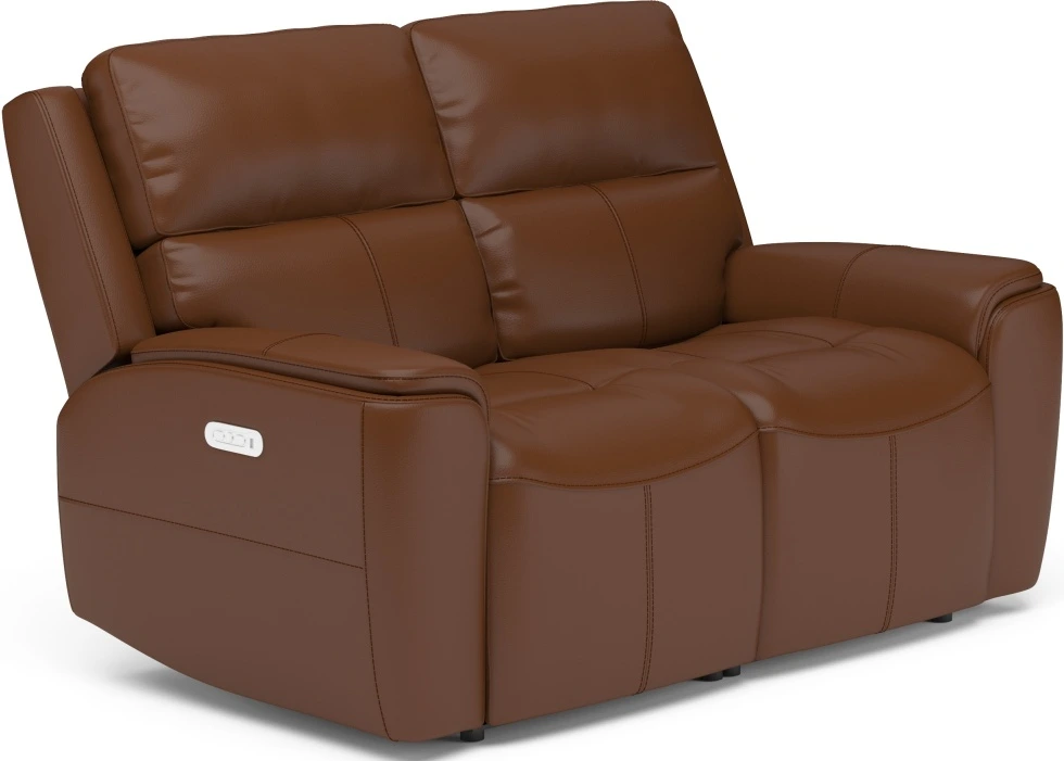 Front view of the Flexsteel Ellis collection power reclining loveseat 