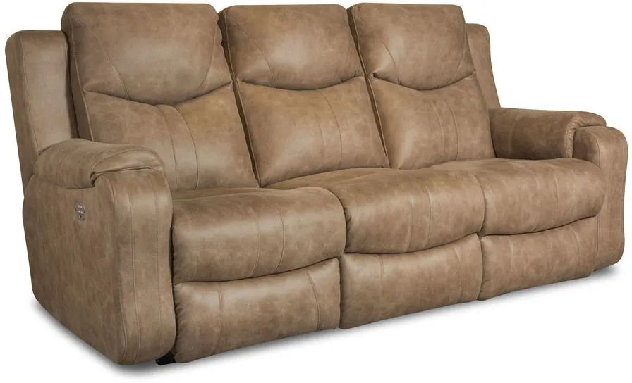 Front view of the Southern Motion Marvel collection power dual recliner sofa 