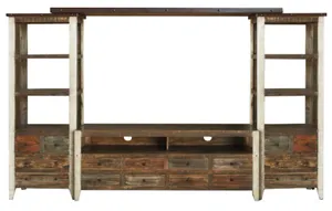 Front view of the International Furniture Direct antique entertainment center 