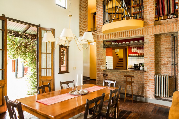 Interior of a beautiful farmhouse dining area. 