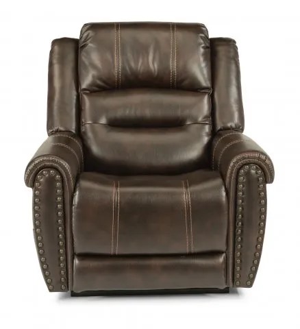 Stock photo of a Flexsteel Furniture brown leather recliner. 
