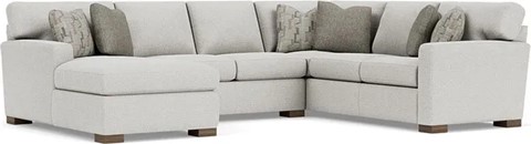 Stock photo of a Flexsteel Furniture silver sectional sofa. 