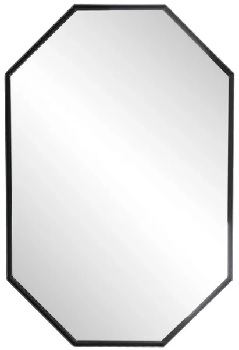 Front view of the Stylecraft black octagonal wall mirror 