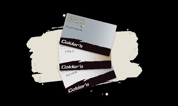 A graphic of the silver, gold, and platinum Colder’s Lifetime Delivery membership cards 