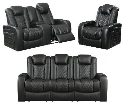 Front view of the Lambor Furnishings Winston collection 3-piece power reclining set 