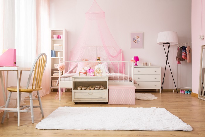 Girly pink bedroom