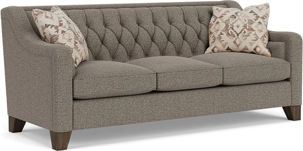 Front view of the Flexsteel Sullivan collection grey sofa 