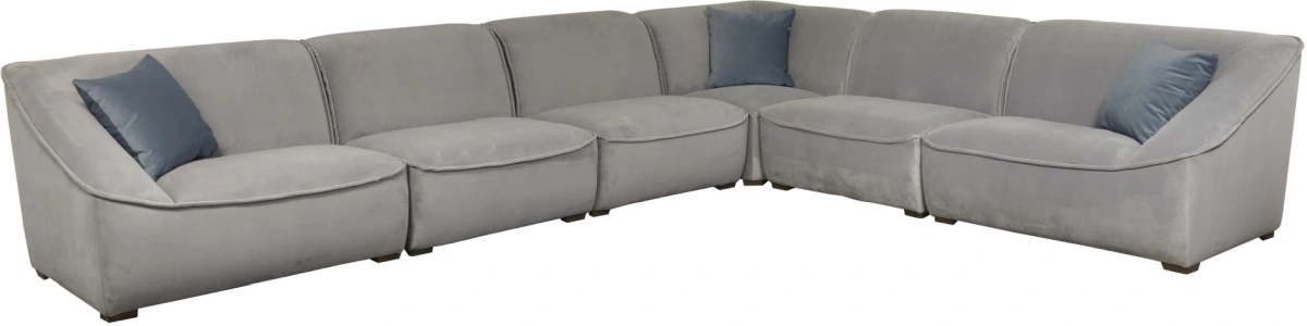 Front view of the Drew & Jonathan Home Essex collection 6-piece grey sectional 