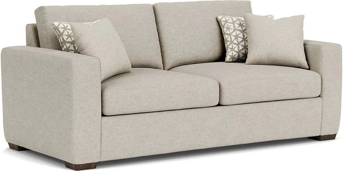 Front view of the Flexsteel Collins collection sofa with decorative pillow 