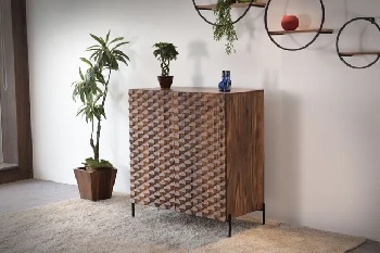 The Coast2Coast Home Atwood collection bar cabinet with décor 