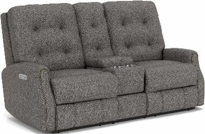 Front view of the Flexsteel Devon collection power reclining loveseat 