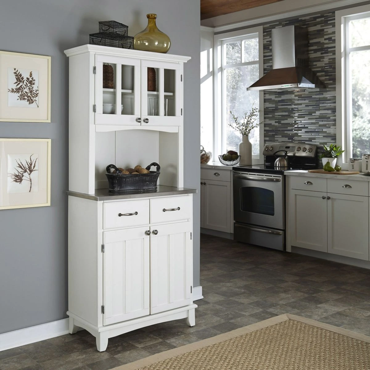 The homestyles Buffet of Buffets collection white dining room hutch 
