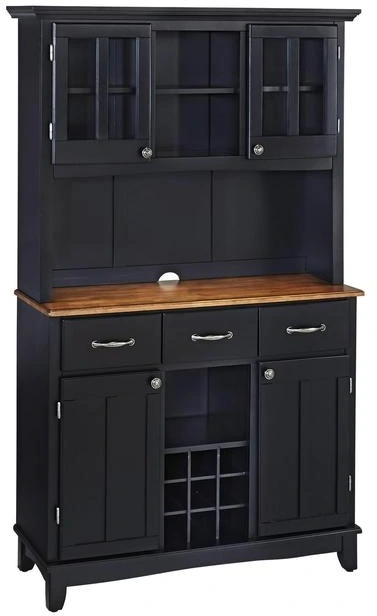 Front view of the homestyles Buffet of Buffets black dining room hutch 