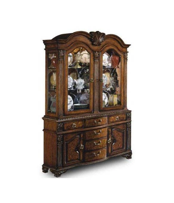 Front view of the Crown Mark Neo Renaissance collection wooden hutch 