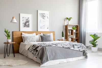 A contemporary style bedroom with décor 