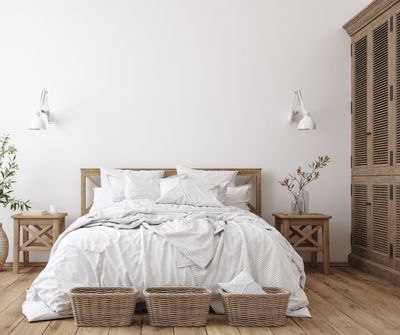 A farmhouse style bedroom with décor 