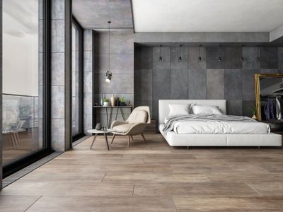 A contemporary style bedroom with décor 