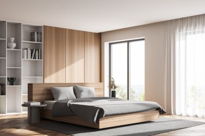 A modern bed with matching décor 