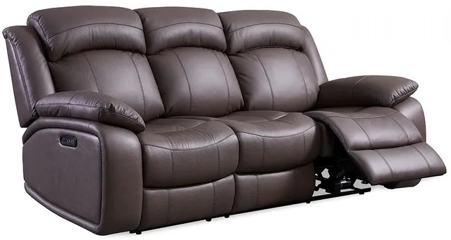 Front view of Leather Italia USA Cambria Polk reclining sofa 