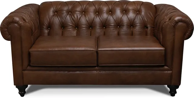 Front view of England Furniture Brooks leather loveseat 