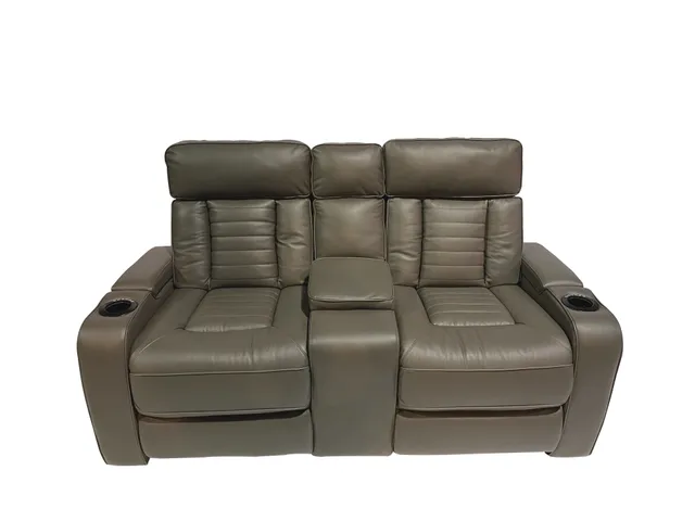 Front view of Lambor Furnishings reclining leather loveseat 