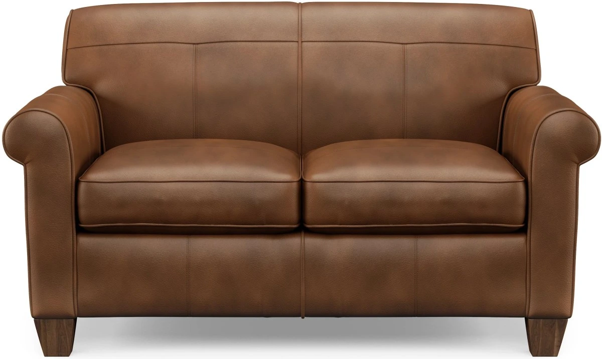 Front view of the Flexsteel Dana collection leather loveseat 