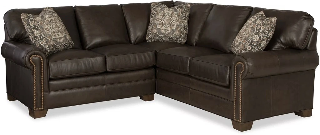 Front view of the Craftmaster CM collection leather sectional sofa 