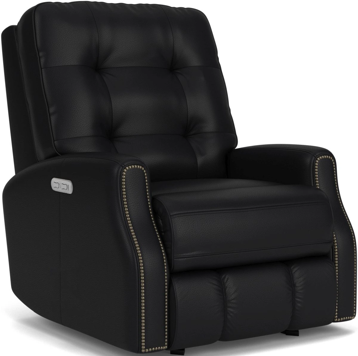 Front view of the Flexsteel Devon collection leather rocking power recliner 