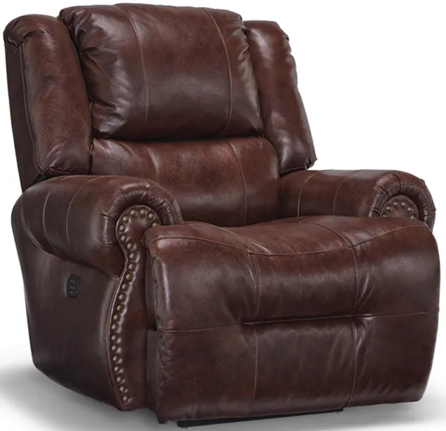 Front view of Home Furnishings Genet leather TV recliner 