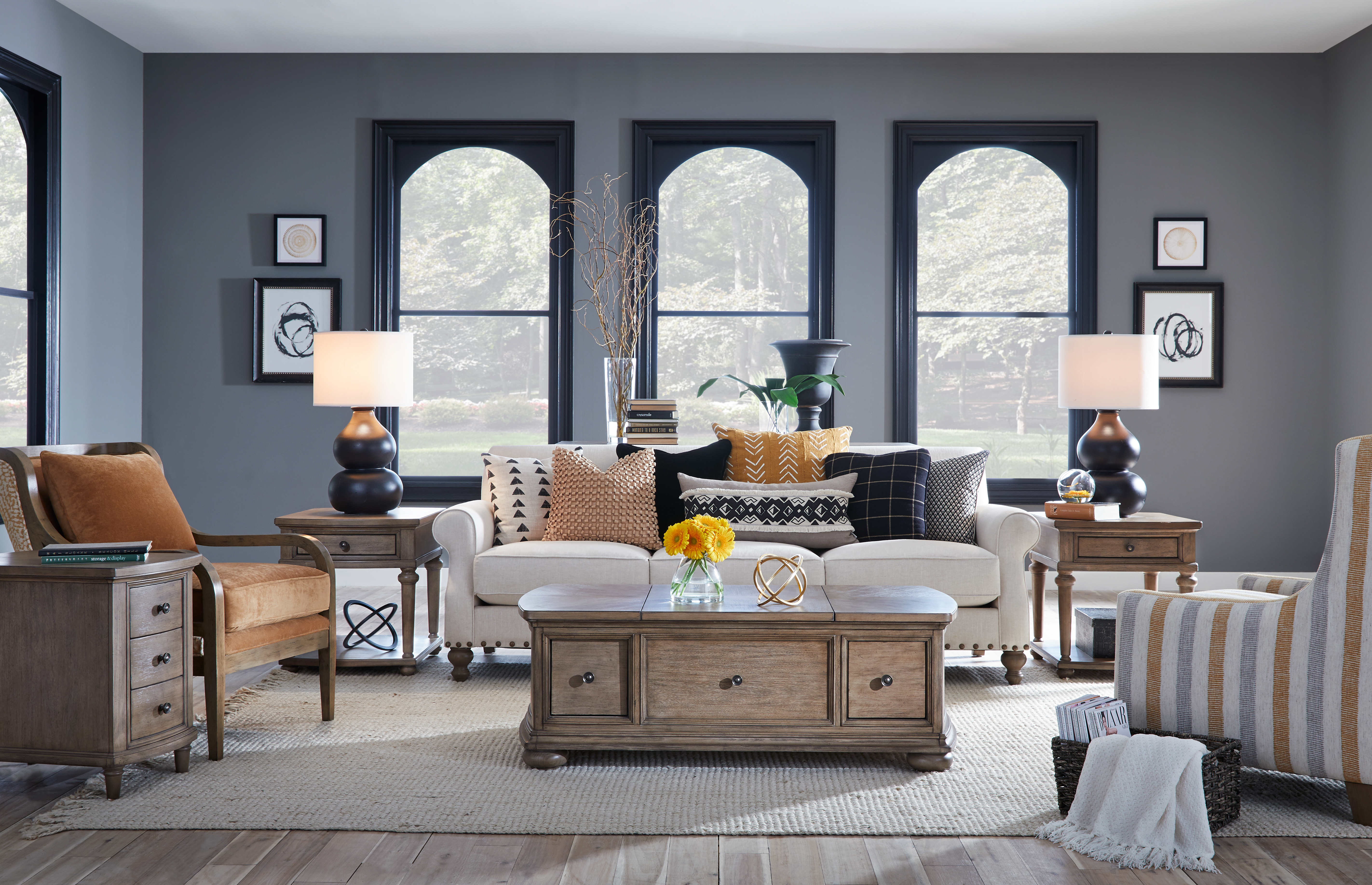 A living room featuring several Legacy Classic Furniture Camden living room pieces 