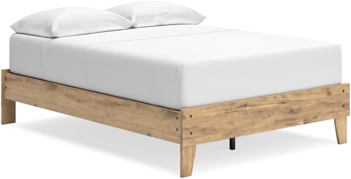 The Signature Design by Ashley Larstin collection platform bed with white bedding 