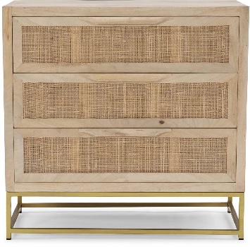 Front view of the Powell Home Fashions Janie collection rattan cabinet 
