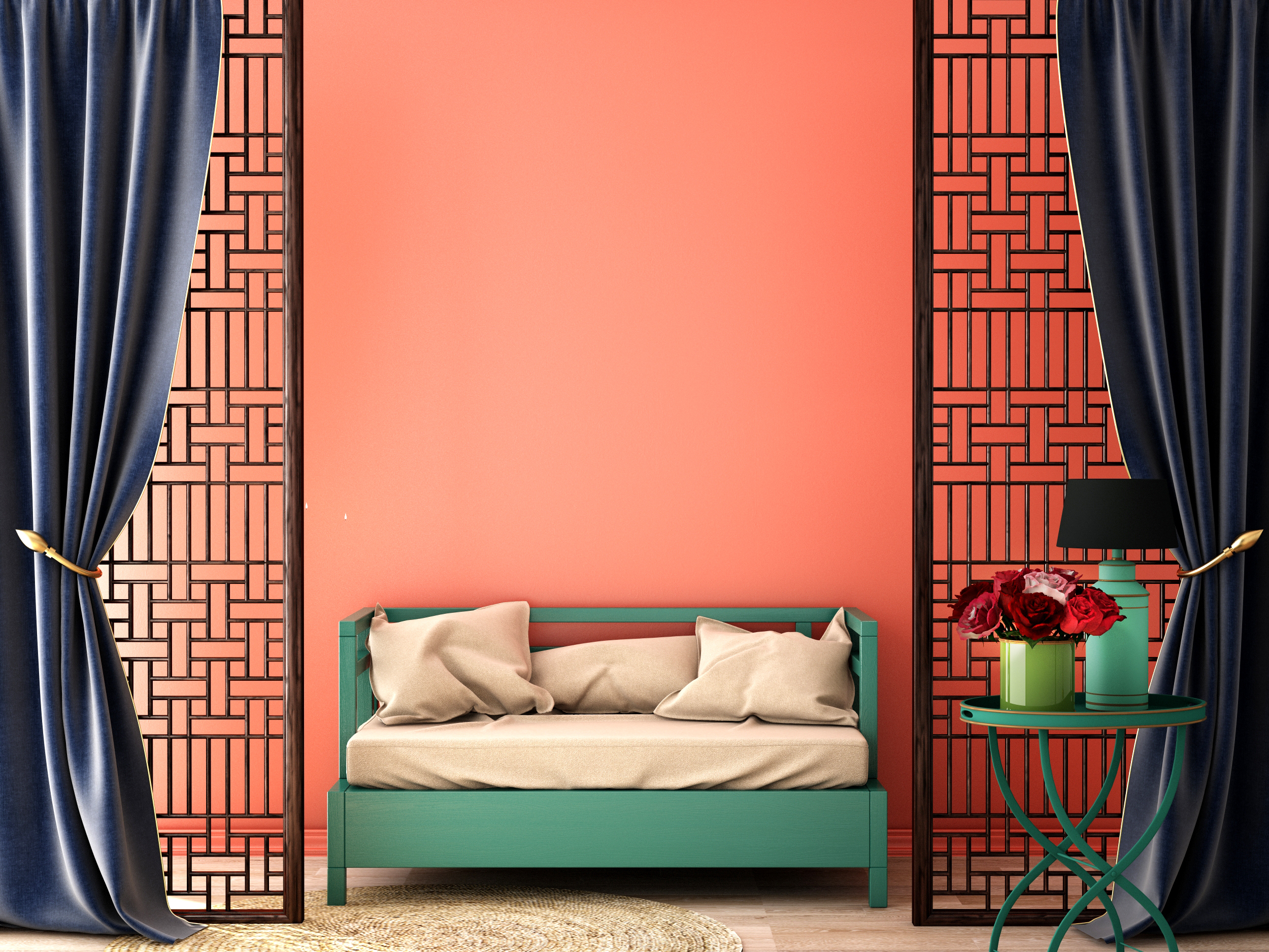 A maximalist bedroom with multi-color pieces and décor 