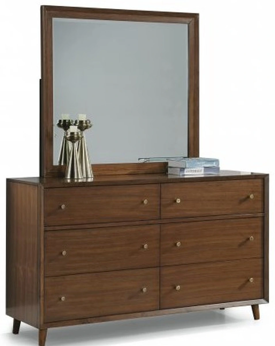The Flexsteel Ludwig collection mid century modern dresser with matching mirror 