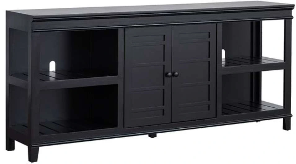 Front view of the Progressive Furniture Reagan Raven collection 72” media console 
