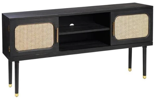 Front view of the Stylecraft Ebony/Ivory 65” media console 