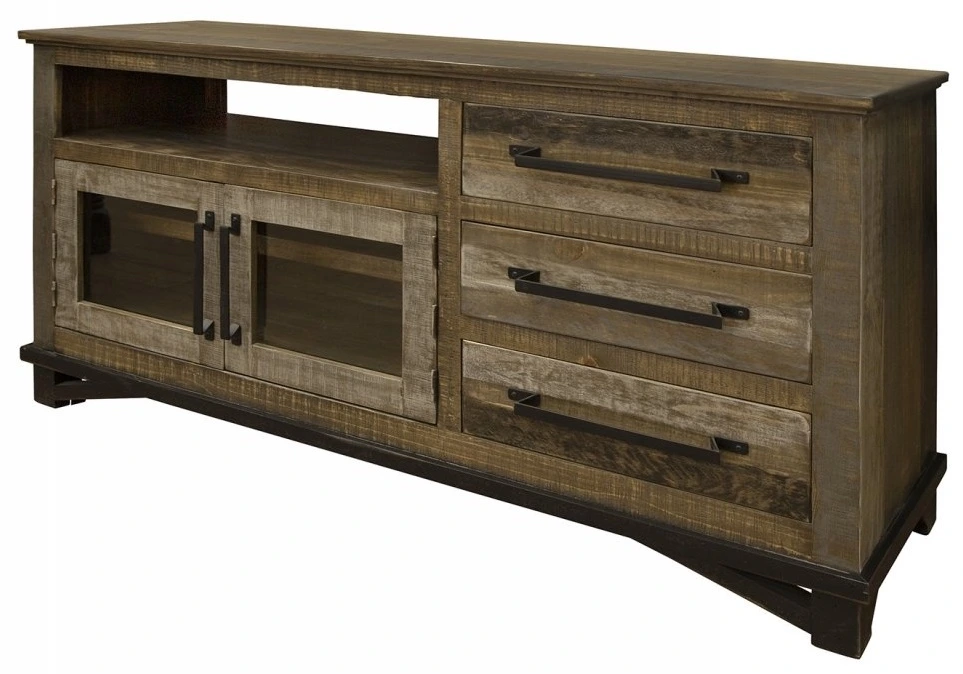 Front view of the International Furniture Direct Loft Brown collection 62” TV stand 