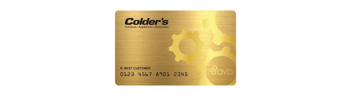 A Colder’s gold credit card on a white background 