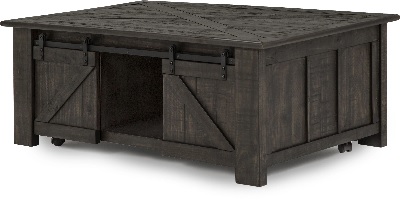 Front view of the Magnussen Home Garret collection lift-top coffee table 