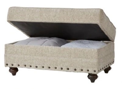Front view of the Hughes Furniture 17200 Cycle collection storage ottoman 