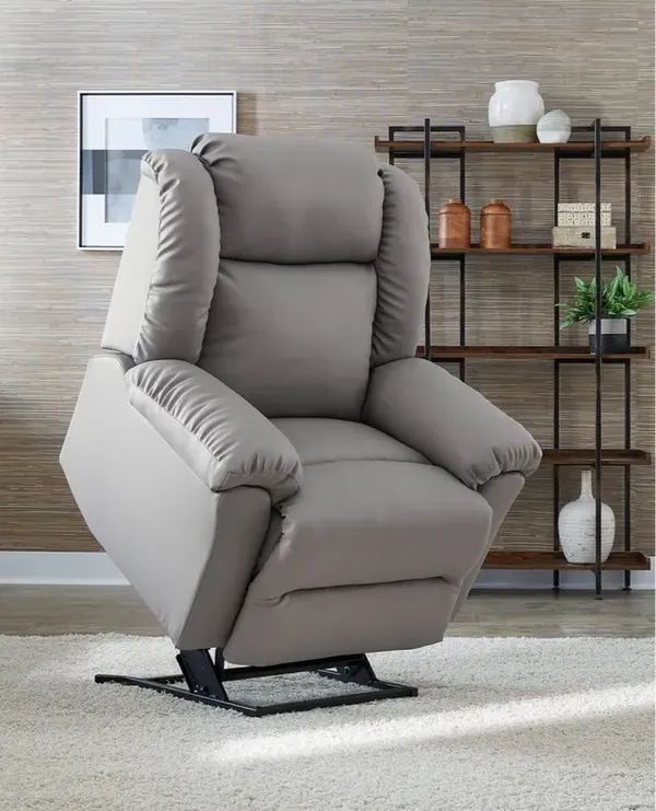 The Best Home Furnishings Gigantor collection lift chair shown lifted in a living room