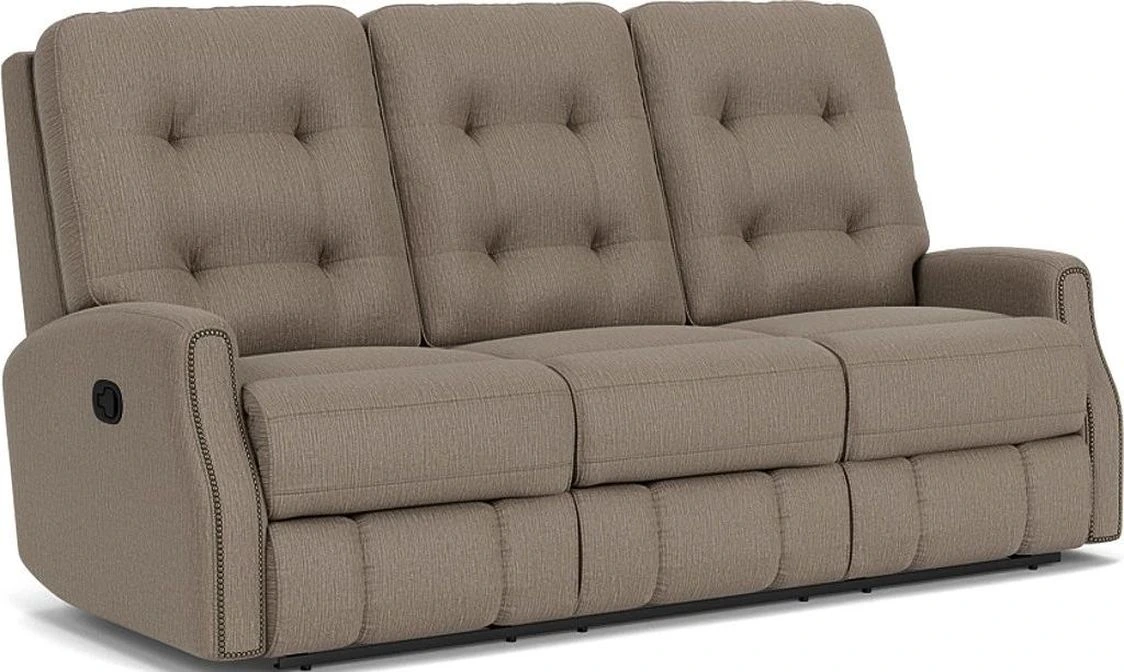 Side view of the Flexsteel Devon collection recliner sofa 