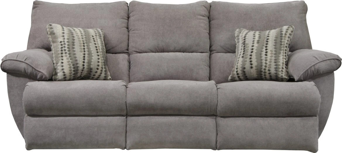 Front view of the Catnapper Sadler collection upholstered power reclining sofa 